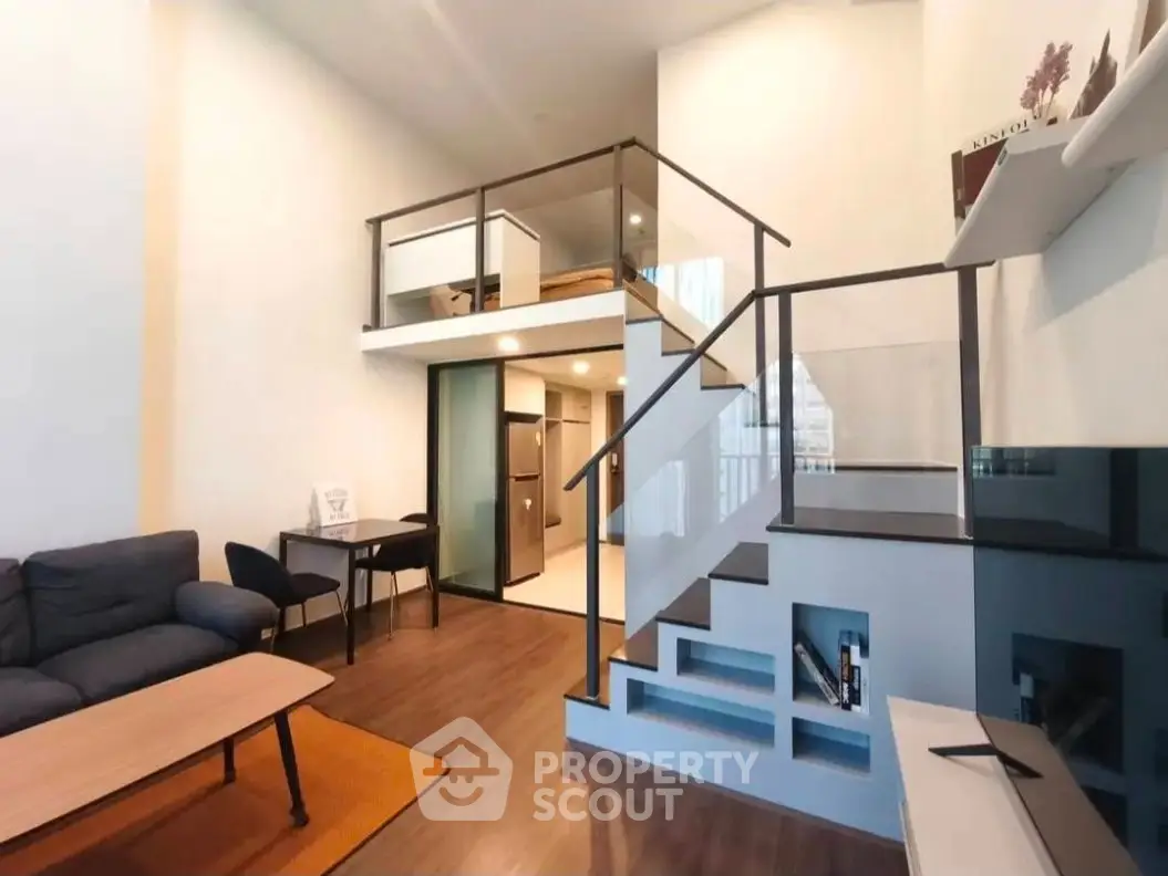 Modern loft apartment with stylish mezzanine and open living area