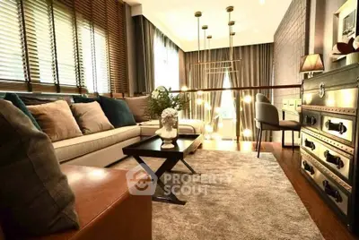 Luxurious living room with elegant decor and ambient lighting