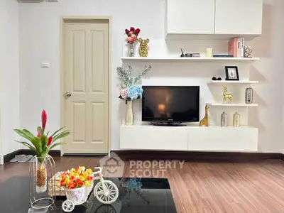 Stylish modern living room with sleek decor and wooden flooring