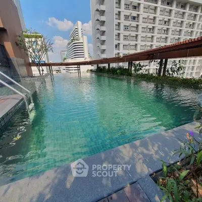 Luxurious rooftop pool with stunning city views and modern architecture, perfect for relaxation and leisure.