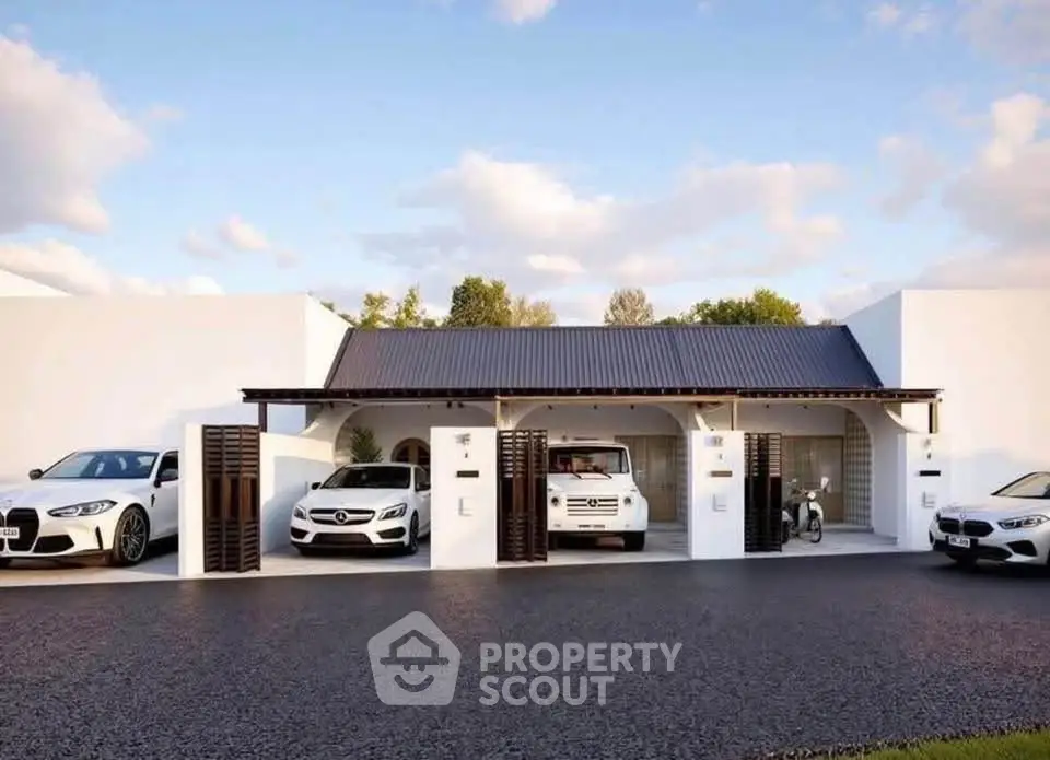 Modern residential property with multiple car garages and sleek design