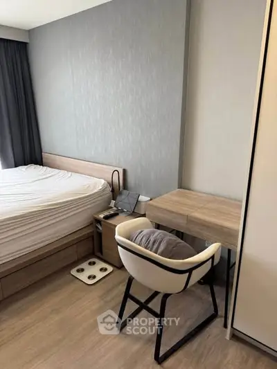 Modern bedroom with stylish furniture and cozy ambiance