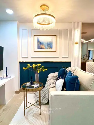 Elegant living room with modern decor and stylish lighting