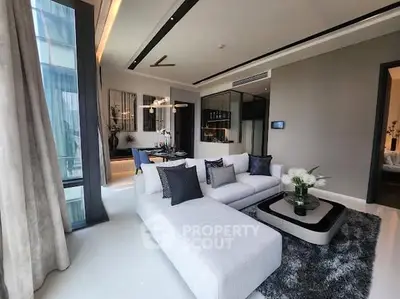 Luxurious modern living room with elegant decor and spacious layout