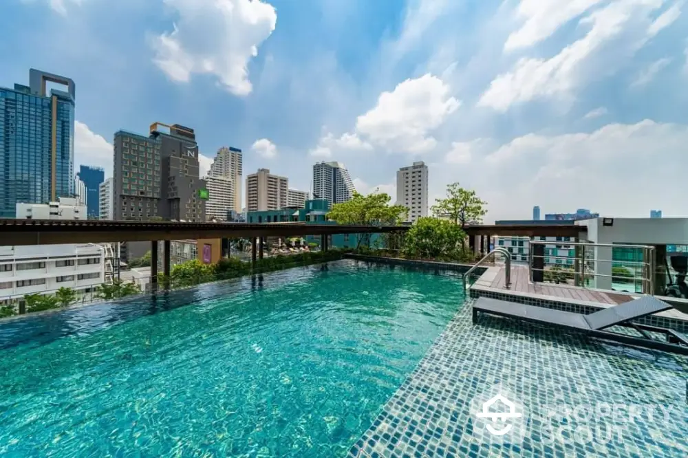 Stunning rooftop pool with city skyline views in modern urban setting