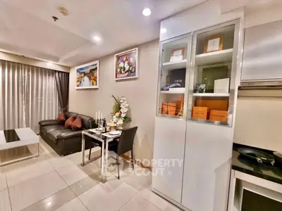 Stylish living room with modern decor and elegant dining area