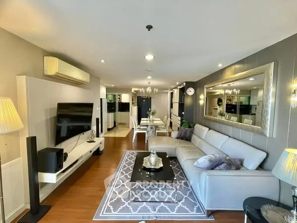Spacious modern living room with elegant decor and open layout