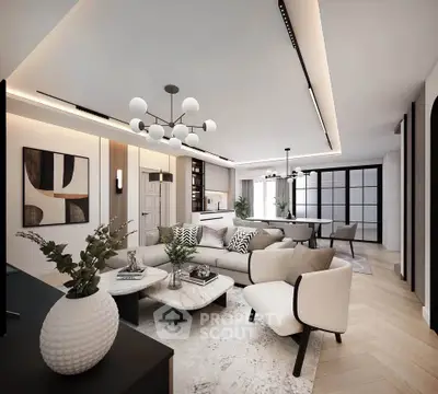 Luxurious modern living room with elegant decor and open layout, perfect for stylish urban living.