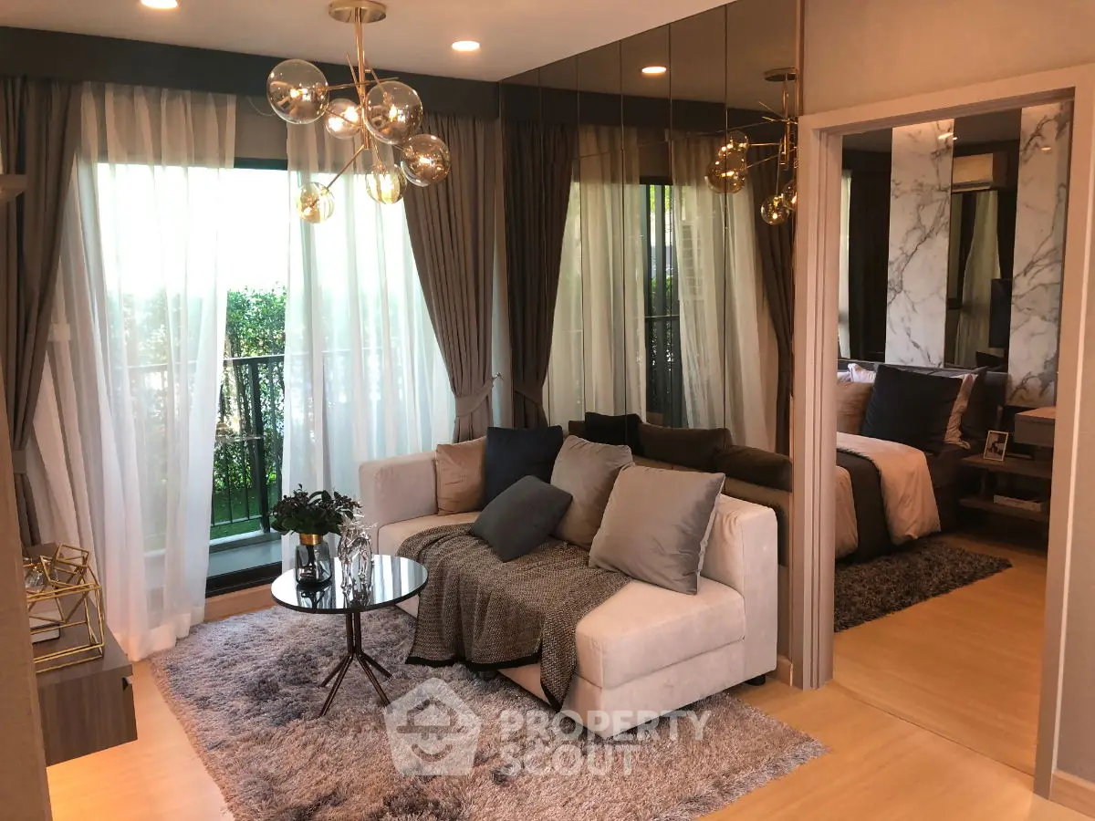 Luxurious modern living room with elegant decor and cozy seating area