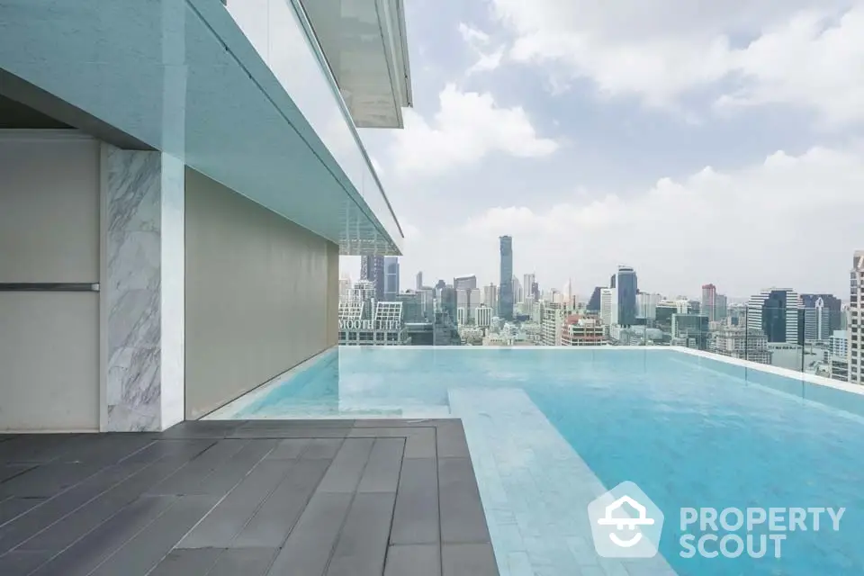 Luxurious rooftop infinity pool with stunning city skyline view