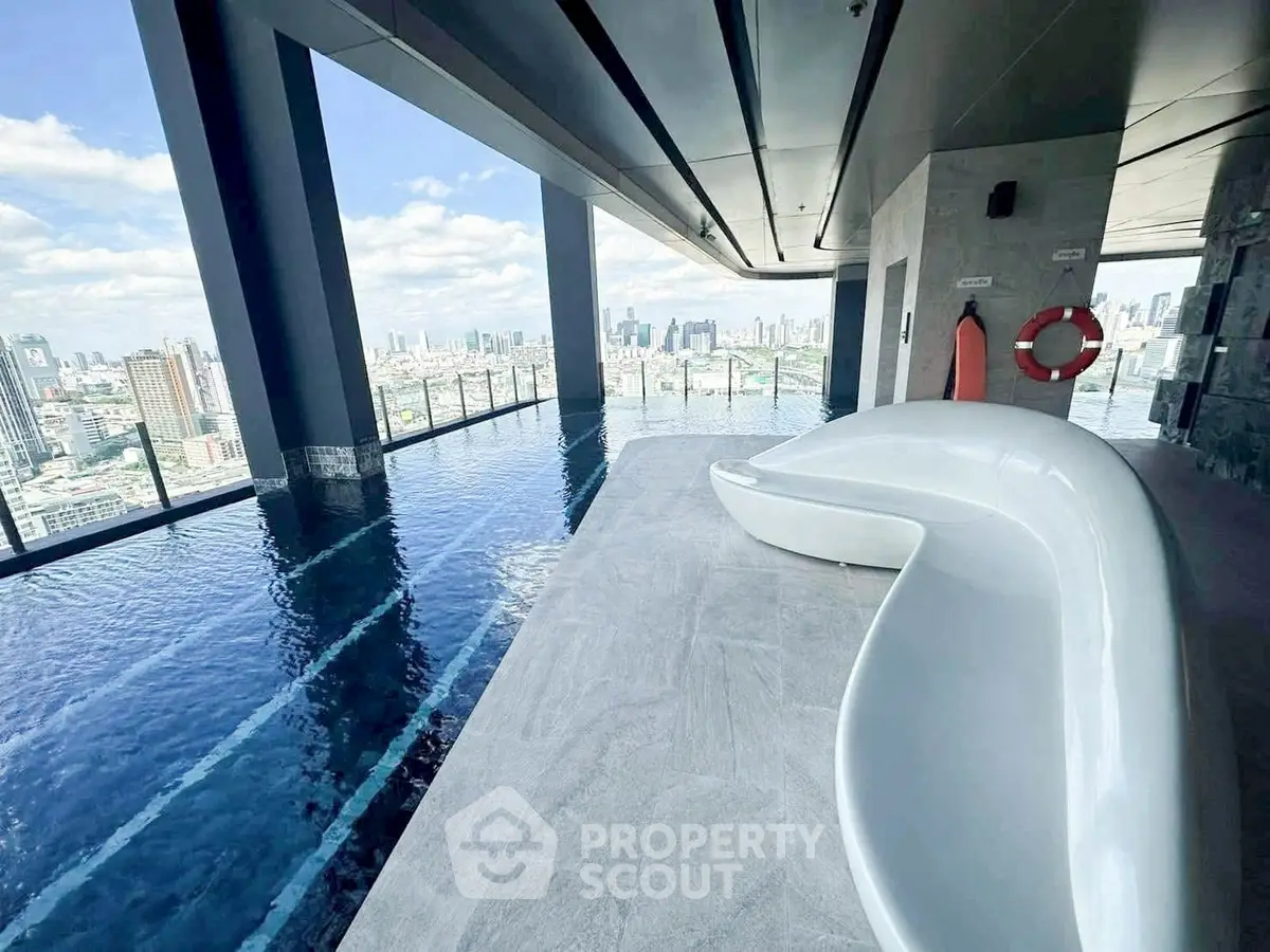 Luxurious rooftop infinity pool with stunning city skyline views