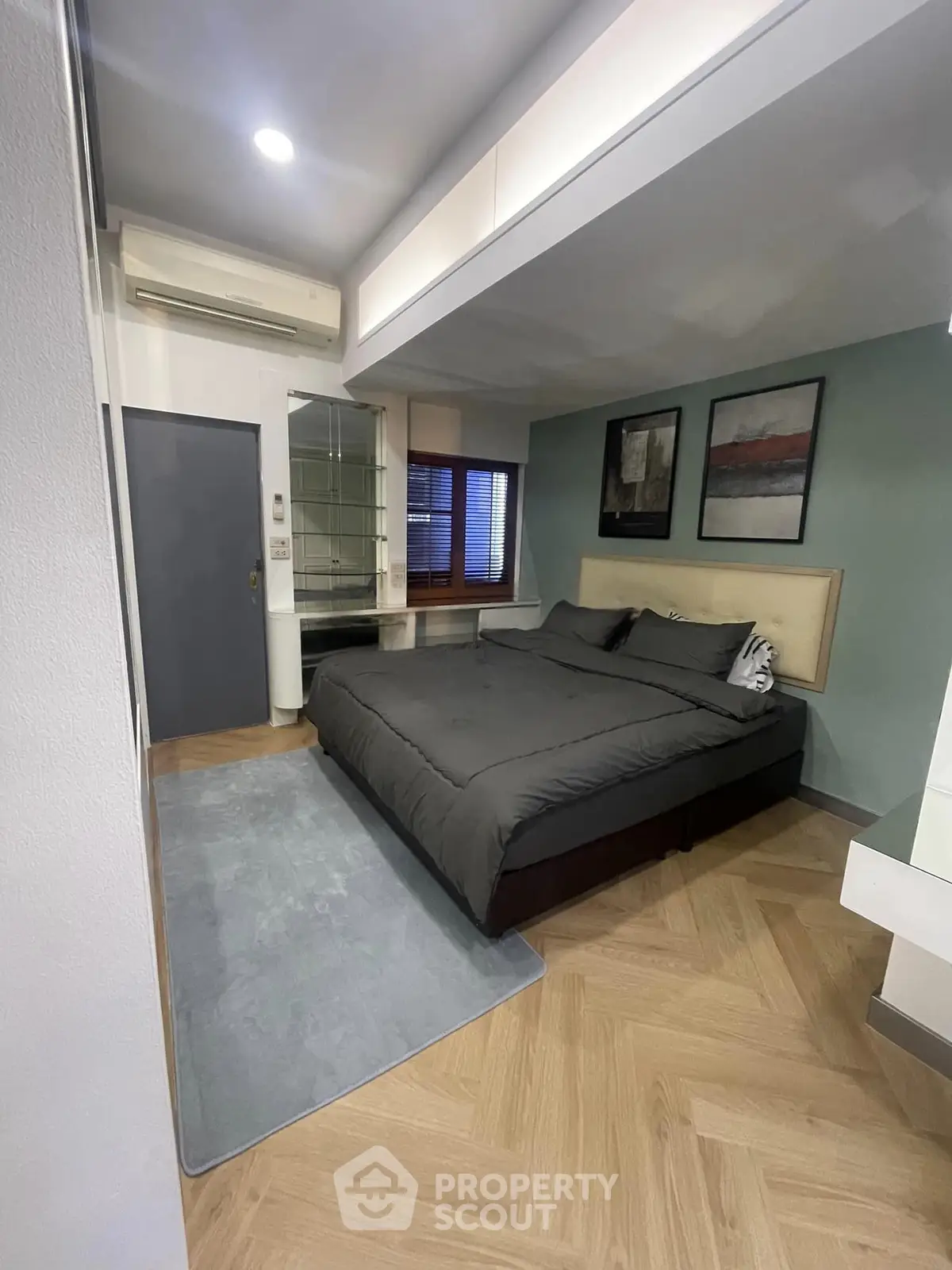 Modern bedroom with stylish decor and cozy ambiance