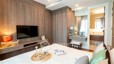 Luxurious bedroom with ensuite bathroom and modern wooden decor
