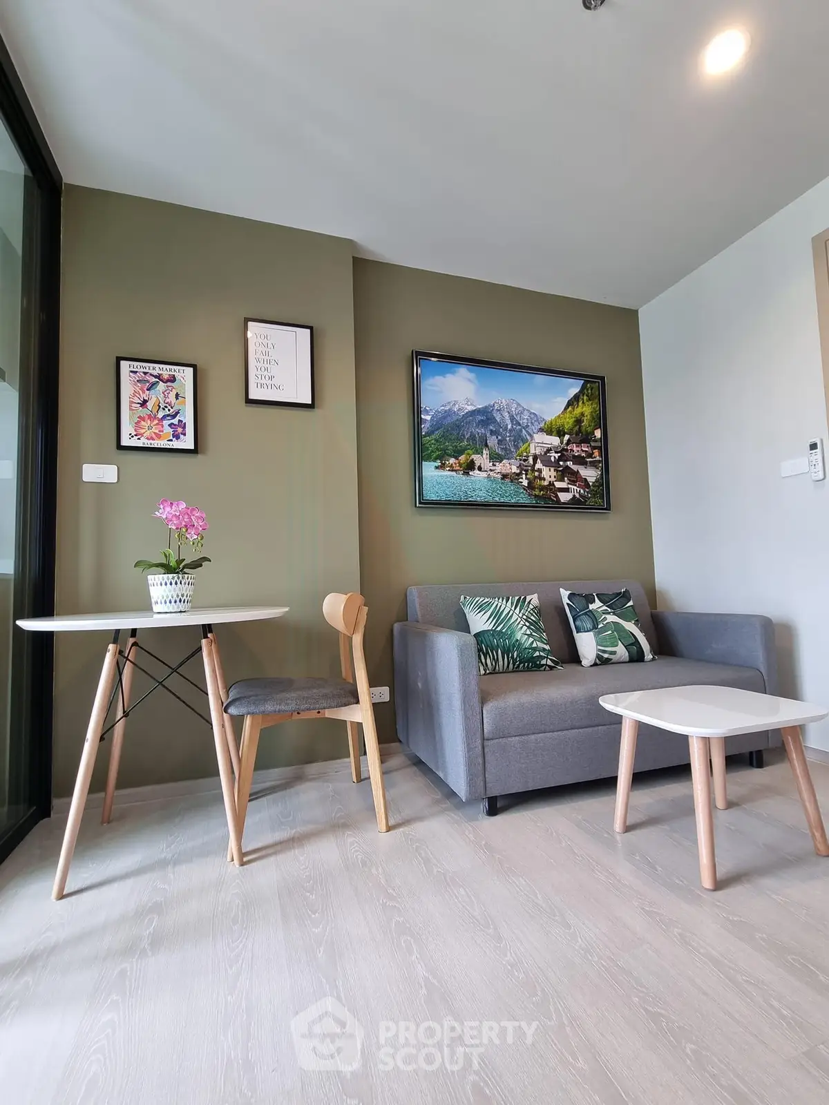 Modern living room with stylish decor and cozy seating area, perfect for relaxation and entertaining.