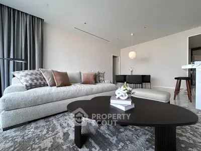 Spacious modern living room with elegant decor and cozy seating area