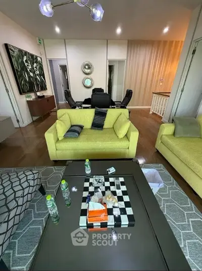 Stylish living room with modern decor and cozy seating area