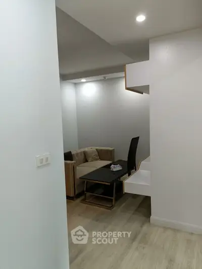 Modern living room with cozy sofa and sleek design