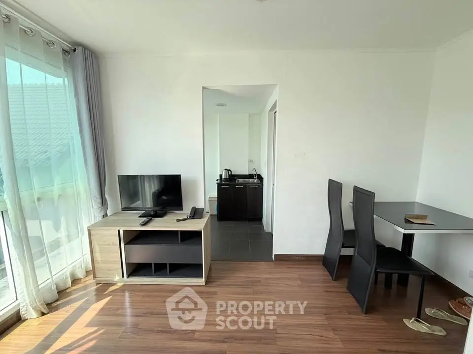 Modern living room with sleek furniture and natural light