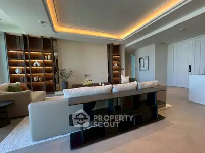 Luxurious modern living room with elegant lighting and stylish decor