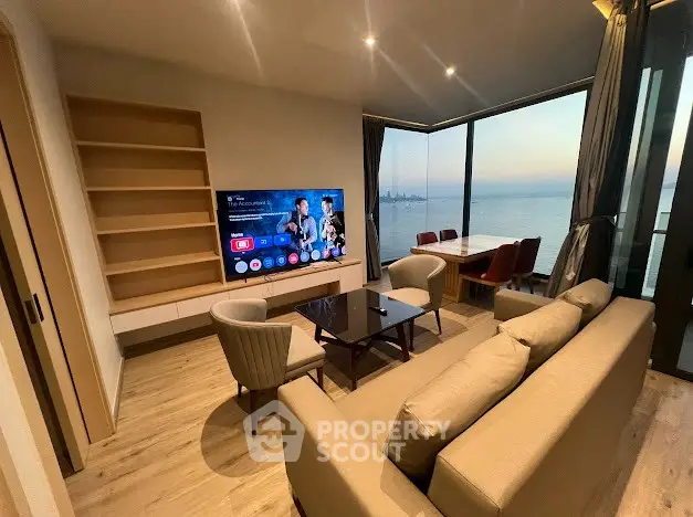 Luxurious living room with stunning sea view and modern furnishings