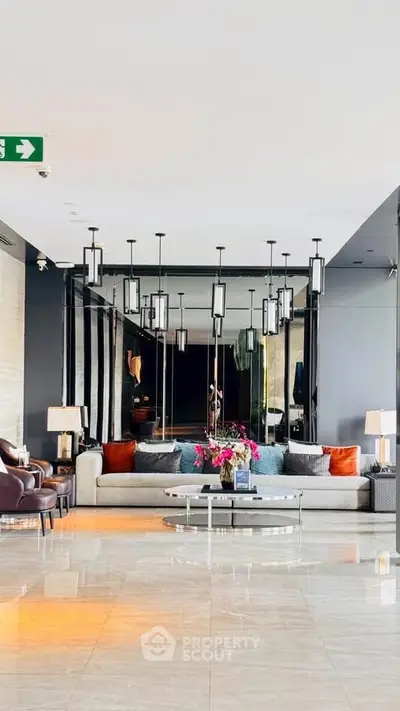 Luxurious modern living room with elegant lighting and plush seating