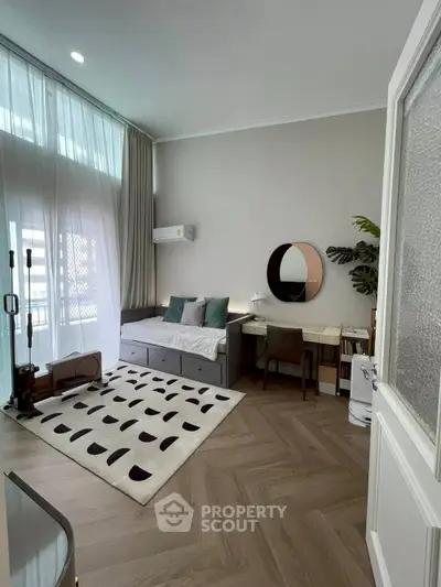 Stylish modern living room with elegant decor and natural light