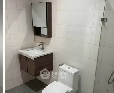 Modern bathroom with sleek fixtures and minimalist design