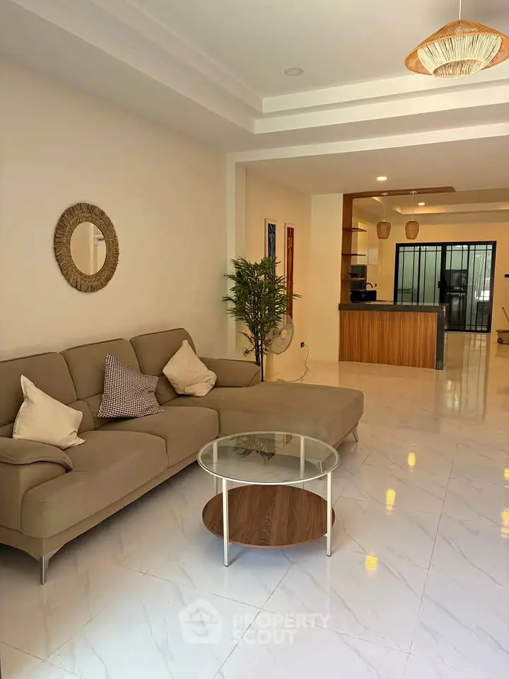 Spacious modern living room with elegant decor and open layout