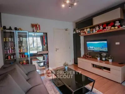 Stylish living room with modern decor and entertainment center