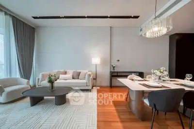 Luxurious modern living room with elegant dining area and stylish decor