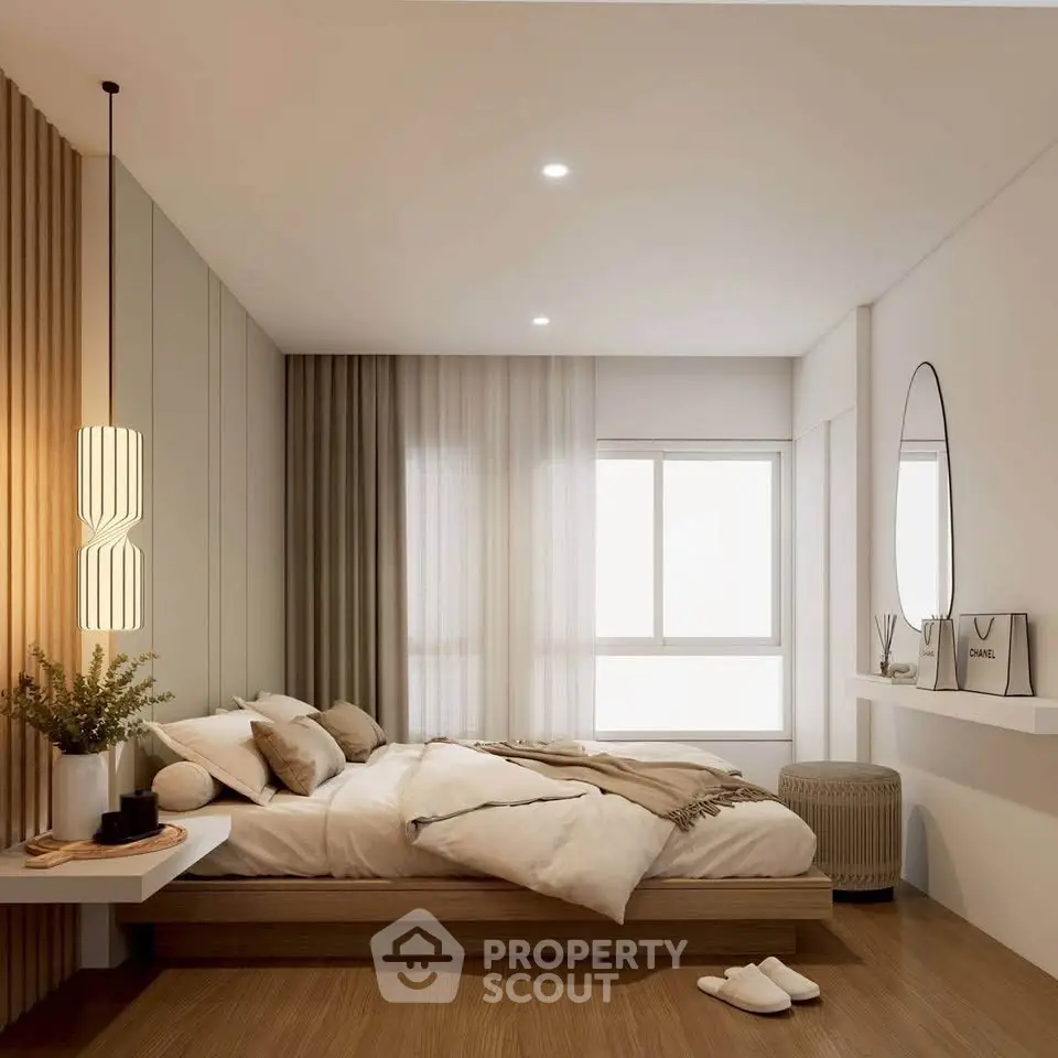 Luxurious modern bedroom with elegant decor and natural light