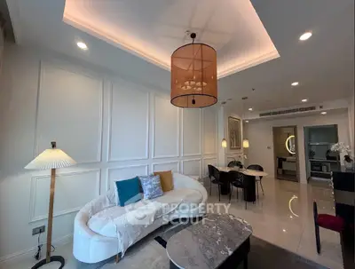 Elegant living room with modern decor and stylish lighting