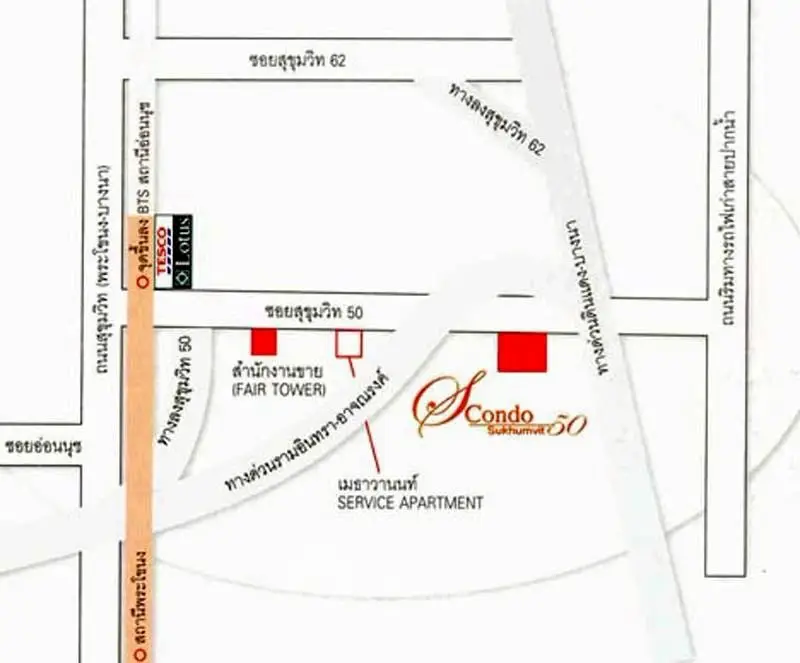 Map showing location of Condo Sukhumvit 50 and nearby landmarks.