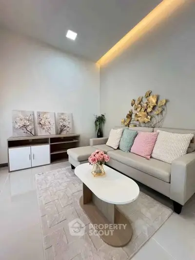 Stylish living room with modern decor and cozy seating area