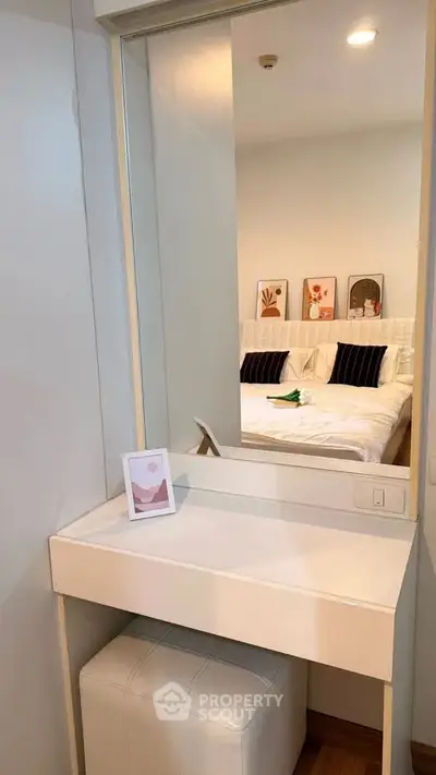 Modern bedroom with stylish decor and cozy ambiance