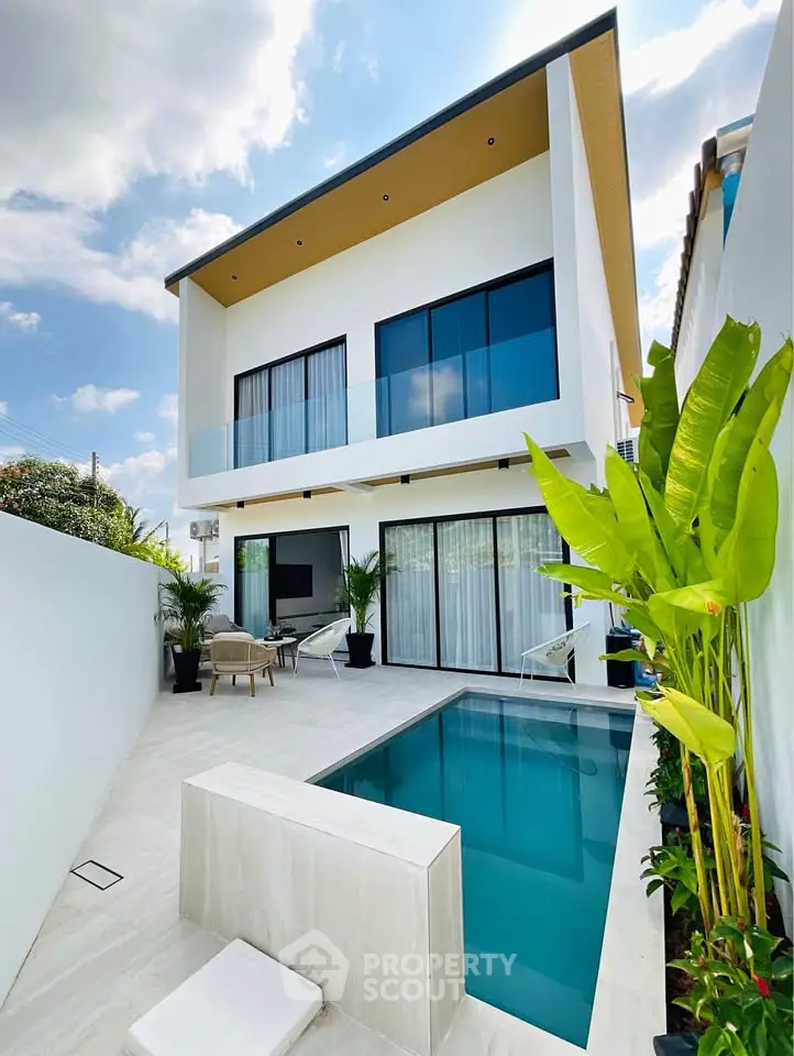 Modern luxury villa with private pool and stylish exterior design, perfect for upscale living.