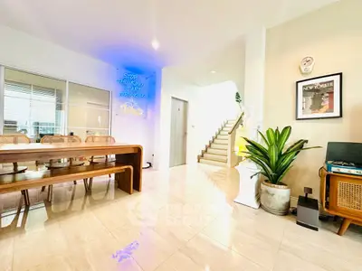 Spacious modern dining area with stylish decor and natural light