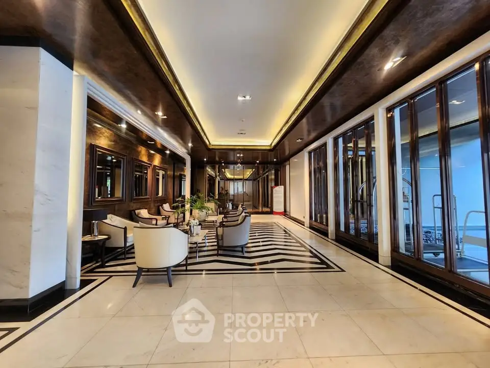 Luxurious hotel lobby with elegant seating and modern design