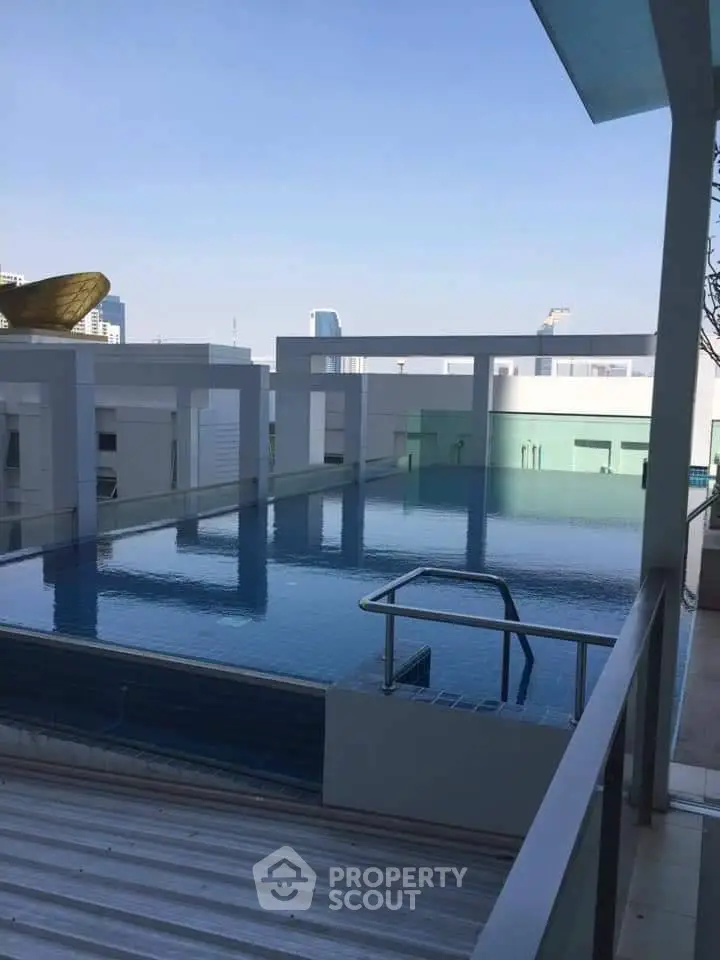 Luxurious rooftop pool with city skyline views, perfect for relaxation and leisure.