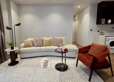 Modern living room with stylish furniture and cozy ambiance