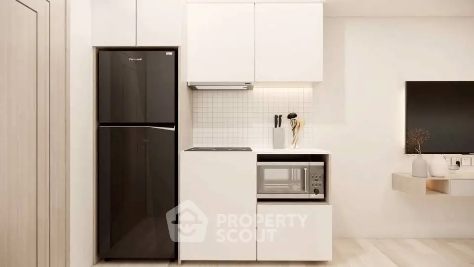 Modern kitchen with sleek appliances and minimalist design