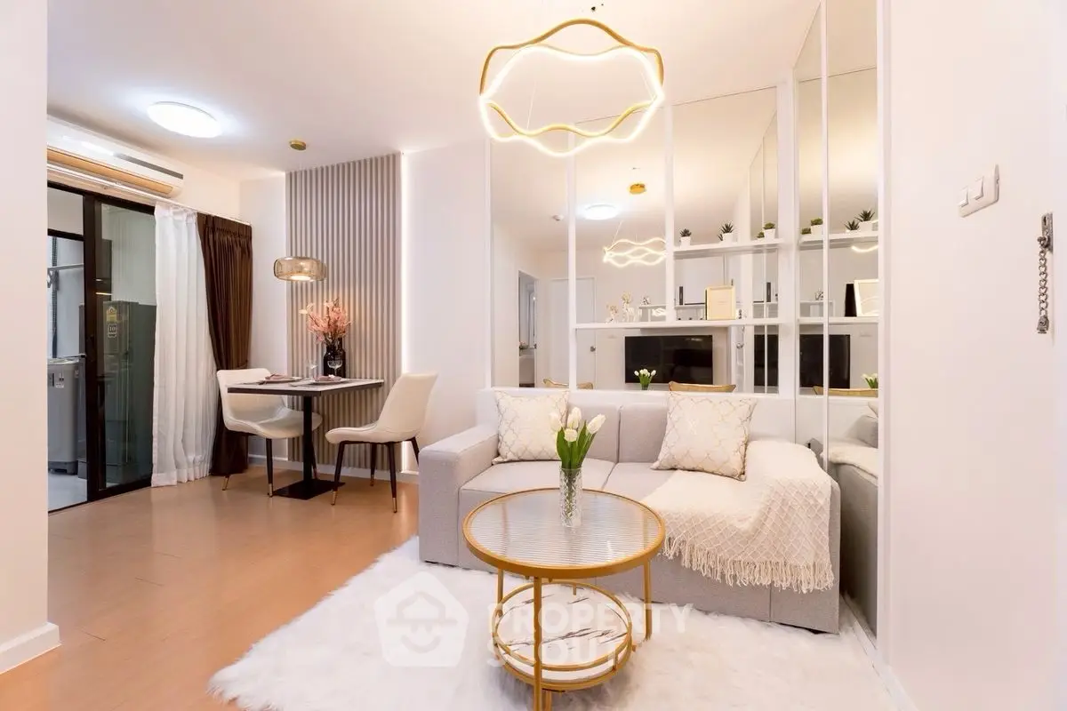 Stylish modern living room with elegant decor and cozy seating area