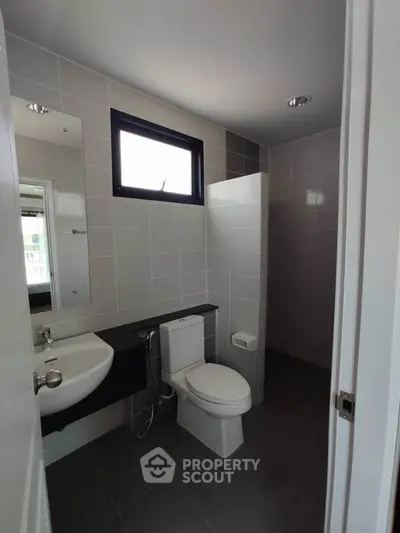 Modern bathroom with sleek fixtures and natural light