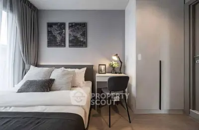 Stylish modern bedroom with cozy decor and natural light