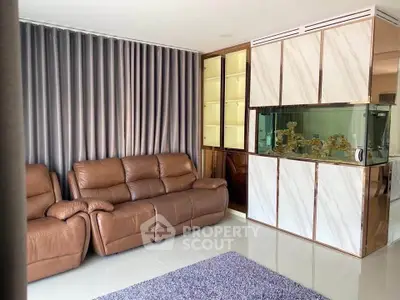 Luxurious living room with elegant leather sofas and stylish decor