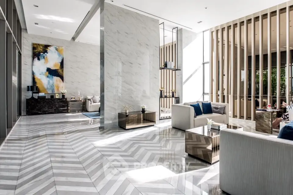 Luxurious modern living room with elegant decor and natural light