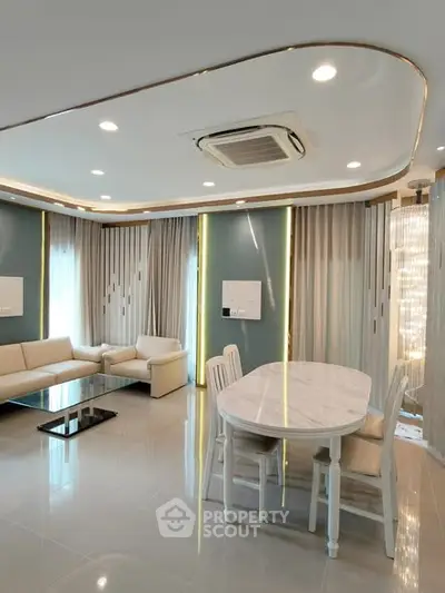 Luxurious modern living room with elegant furniture and stylish lighting