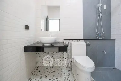 Modern bathroom with sleek fixtures and stylish tile design