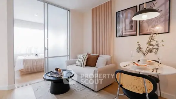 Stylish modern living room with cozy seating and elegant decor, perfect for urban living.