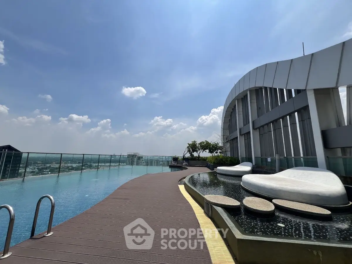 Luxurious rooftop pool with stunning city view and modern architecture.